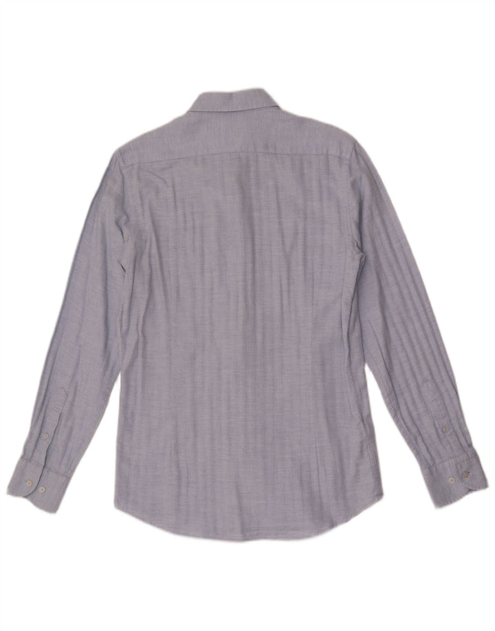 Camisa masculina MASSIMO DUTTI pequena azul espinha de peixe
