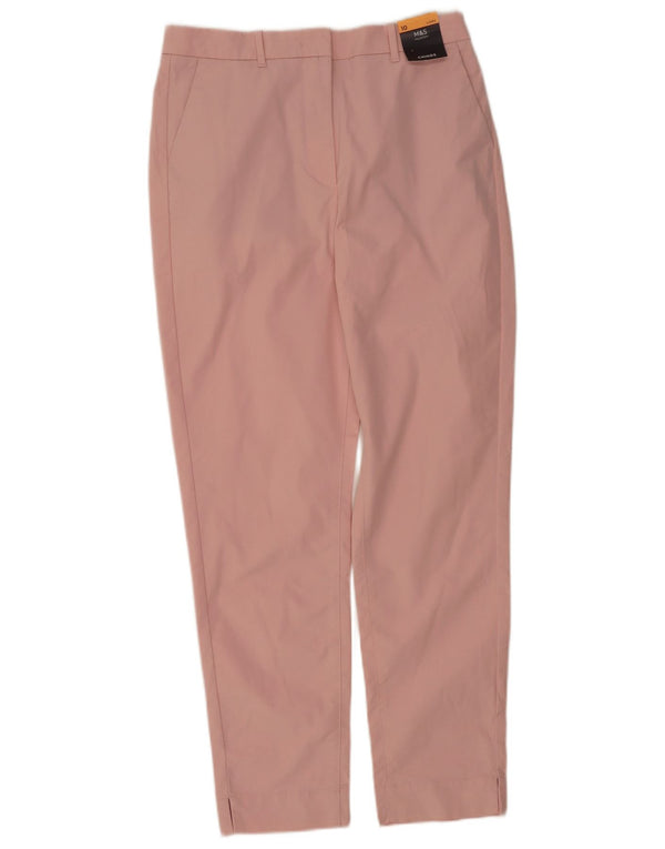 Calça chino reta feminina Marks & Spencer UK 10 pequena W30 L30 rosa