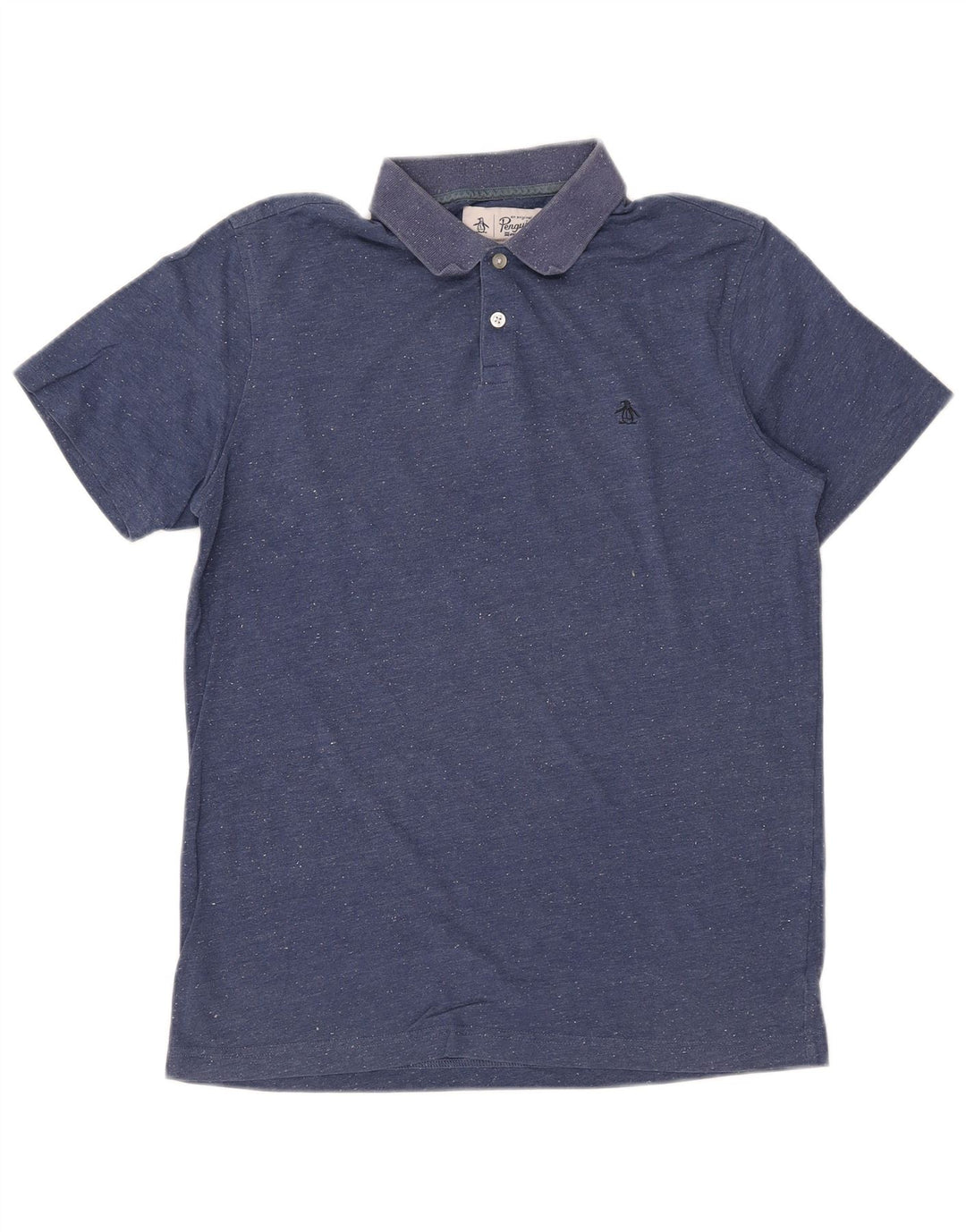 Camisa polo masculina PENGUIN de algodão manchado azul médio