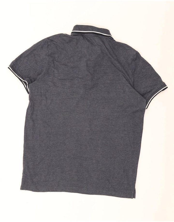 Camisa polo masculina JACK & JONES grande algodão listrado cinza