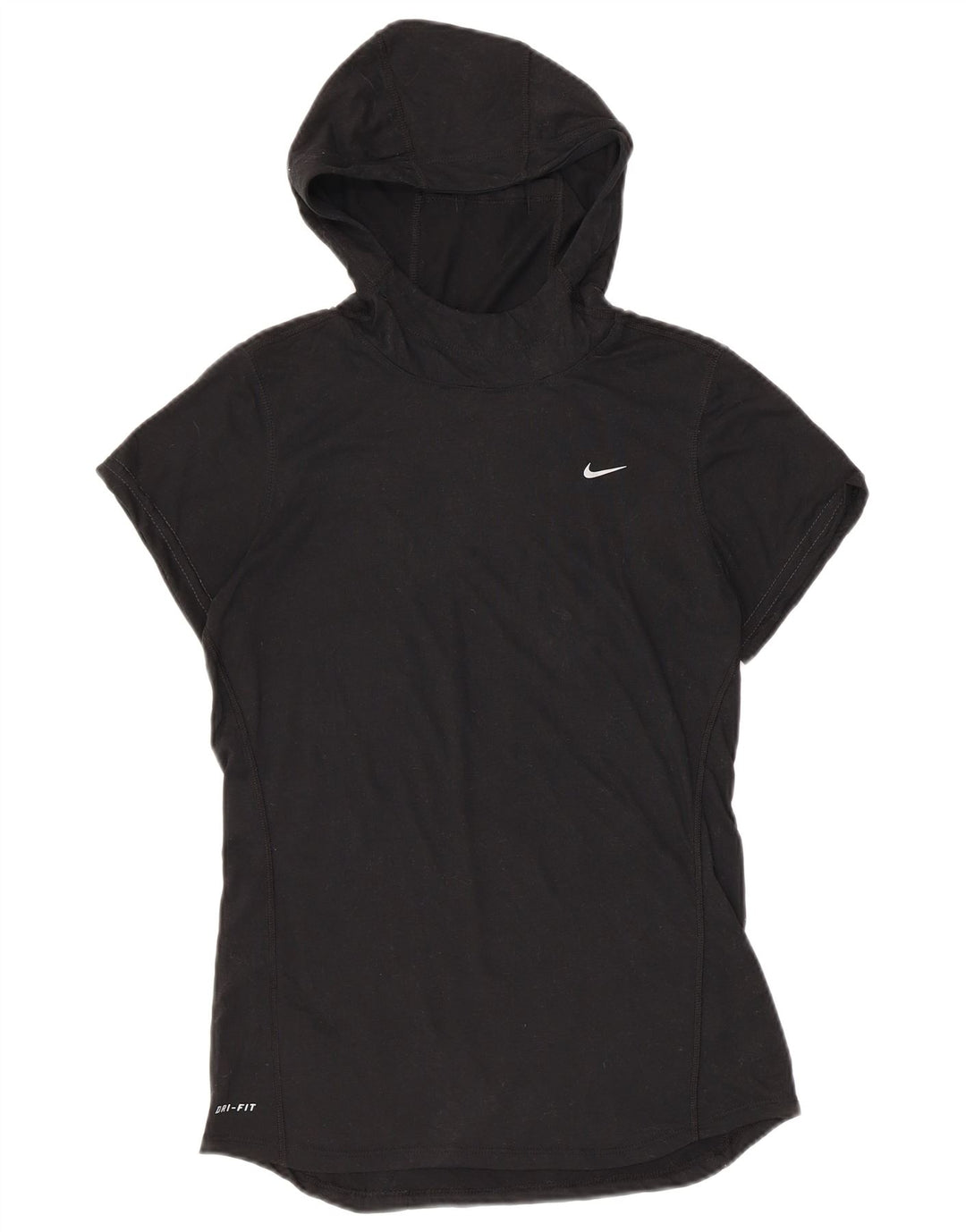 Camiseta Nike Feminina Dri Fit com Capuz Top UK 10 Pequena Poliéster Preta