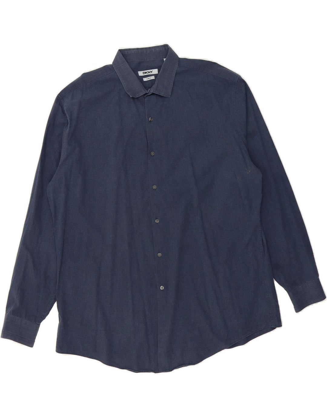 DKNY Mens Slim Fit Shirt XL Navy Blue Vintage Dkny and Second-Hand Dkny from Messina Hembry 