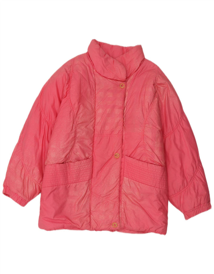 Casaco acolchoado oversized feminino vintage Reino Unido 8 algodão rosa pequeno
