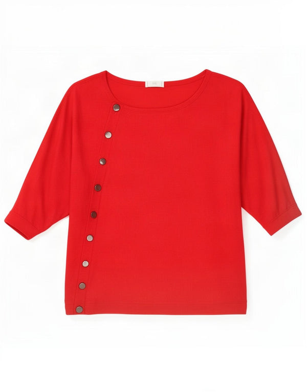 Fase Eight Camiseta feminina Batwing manga 3/4 UK 10 pequena viscose vermelha