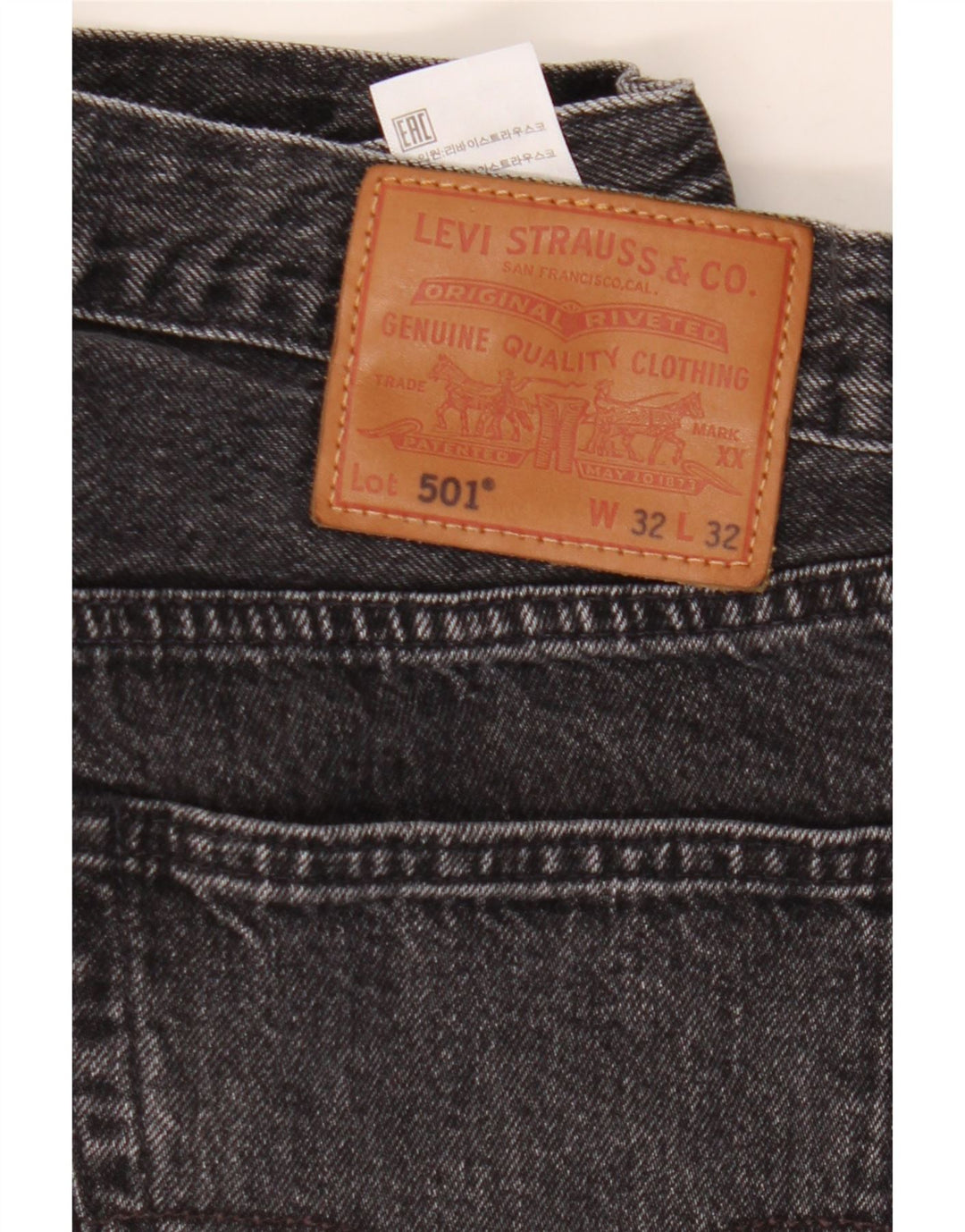 LEVI'S Masculino 501 Straight Jeans W32 L32 Algodão Cinza