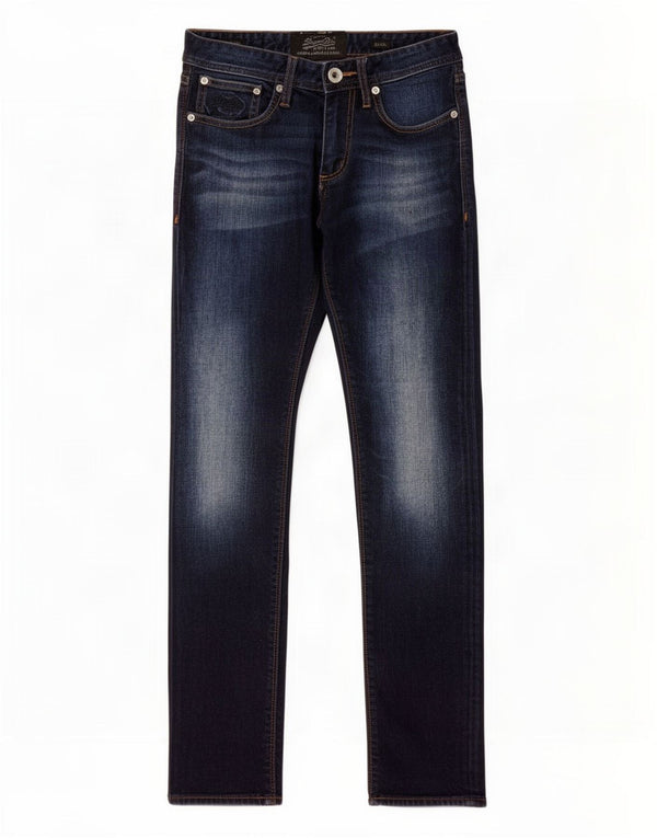 Superdry Mens Slim Jeans W28 L32 Azul Marinho Algodão