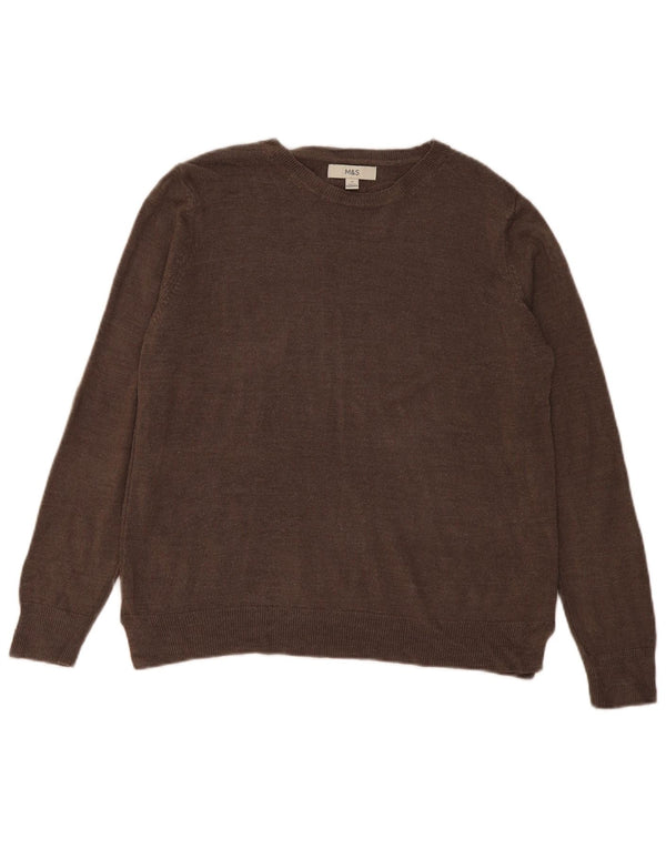 Suéter feminino Marks & Spencer com gola canoa Reino Unido 14 grande acrílico marrom