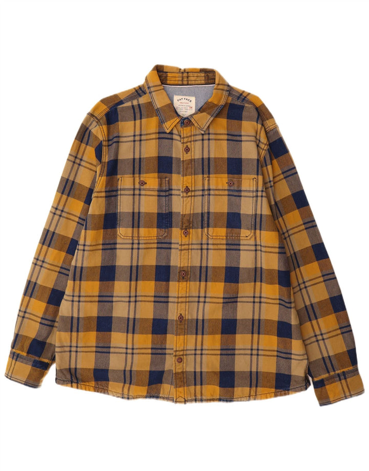 Camisa de flanela masculina Fat Face 2XL algodão xadrez amarelo
