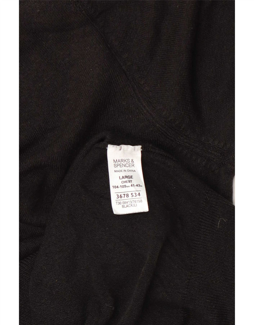 Suéter masculino Marks & Spencer com decote em V grande acrílico preto