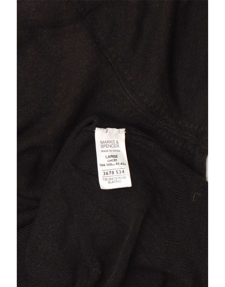 Suéter masculino Marks & Spencer com decote em V grande acrílico preto