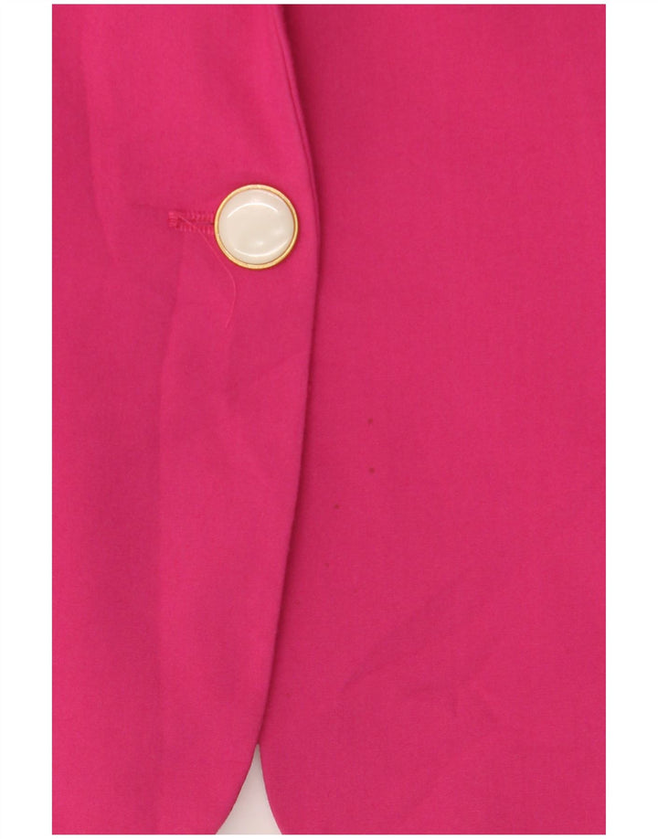 Jaqueta blazer feminina Zara com 1 botão UK 10 poliéster rosa pequeno