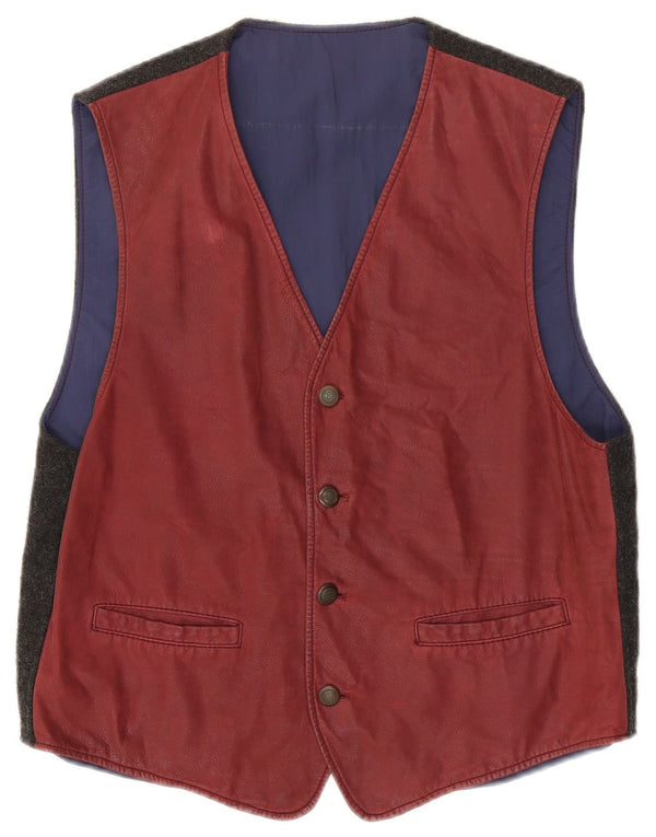 Colete masculino vintage médio marrom colorblock