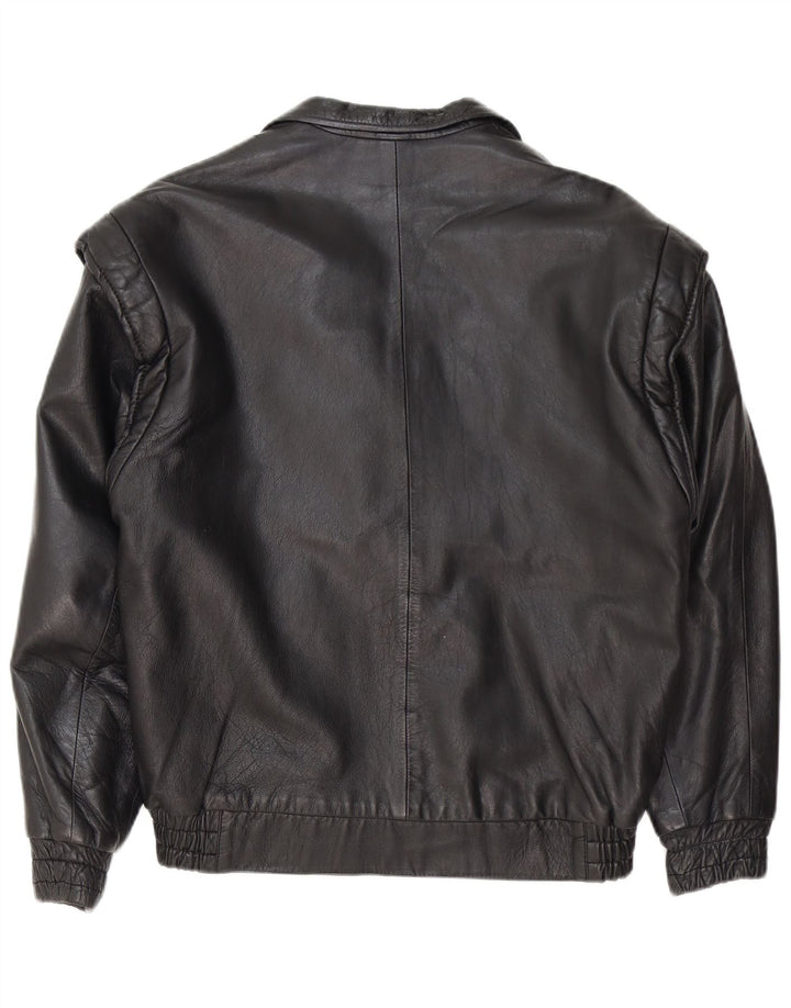 Jaqueta de couro superdimensionada para motociclista, feminina vintage, couro preto pequeno UE 36