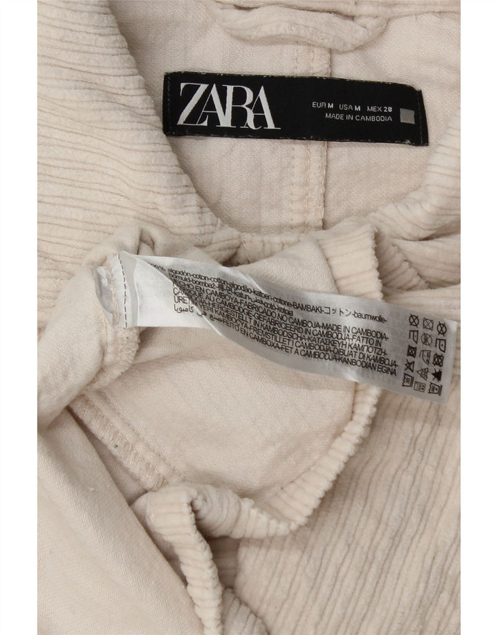 Jaqueta feminina de veludo Zara UK 14 algodão branco médio