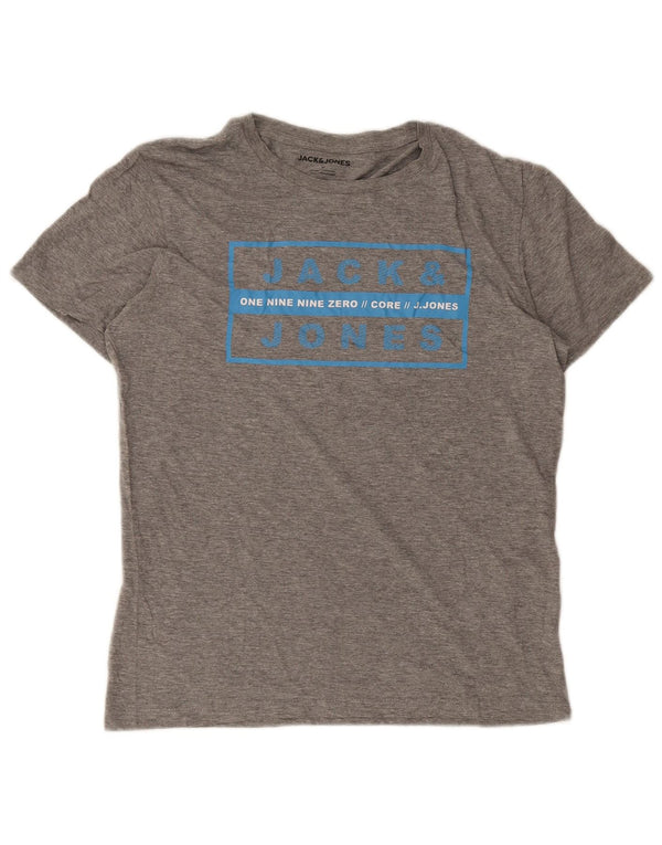 Camiseta feminina gráfica Jack & Jones UK 12 algodão cinza médio