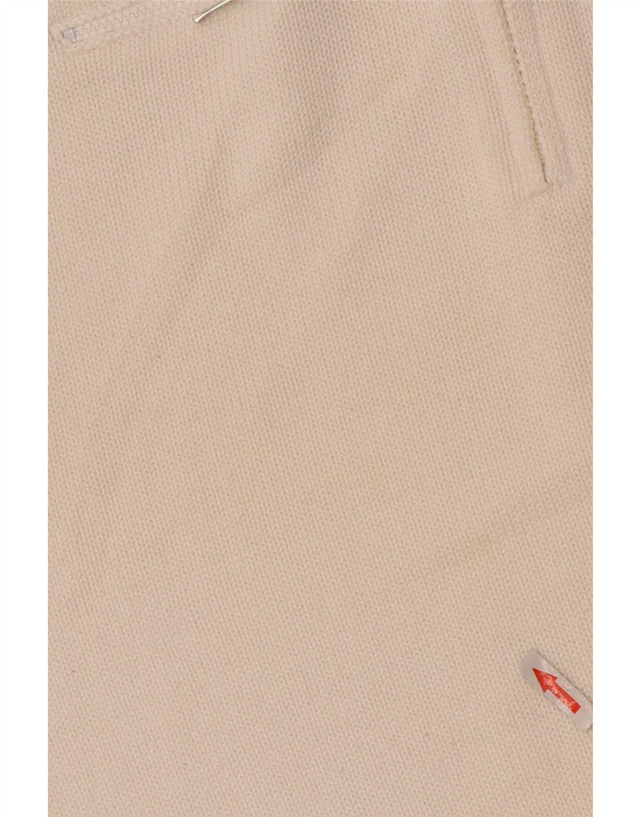 Suéter feminino vintage com decote em zíper UK 14 grande branco