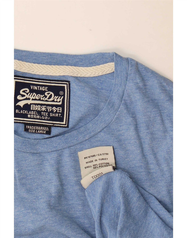 Camiseta masculina Superdry Top grande algodão manchado azul