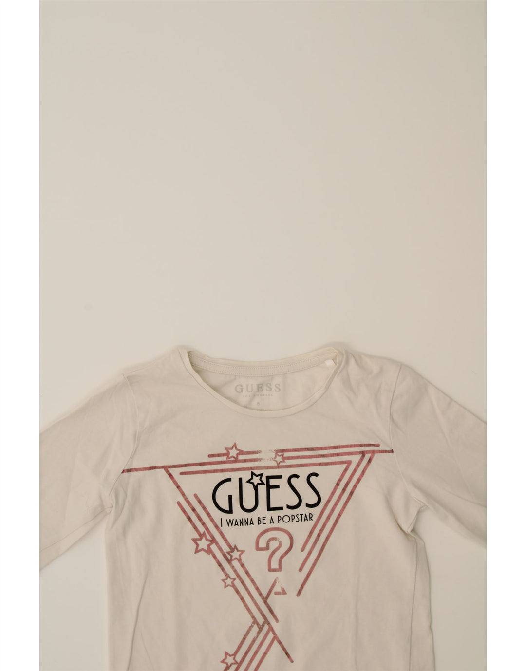GUESS Girls Graphic Top Long Sleeve 7-8 Years White Vintage Guess and Second-Hand Guess from Messina Hembry 