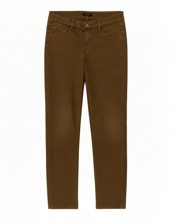 Calça Jeans Feminina Massimo Dutti Crop Slim EU 40 Médio W30 L28 Algodão Cáqui