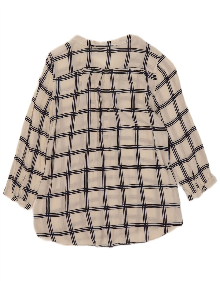 Zara blusa feminina manga 3/4 top UK 6 XS branco xadrez
