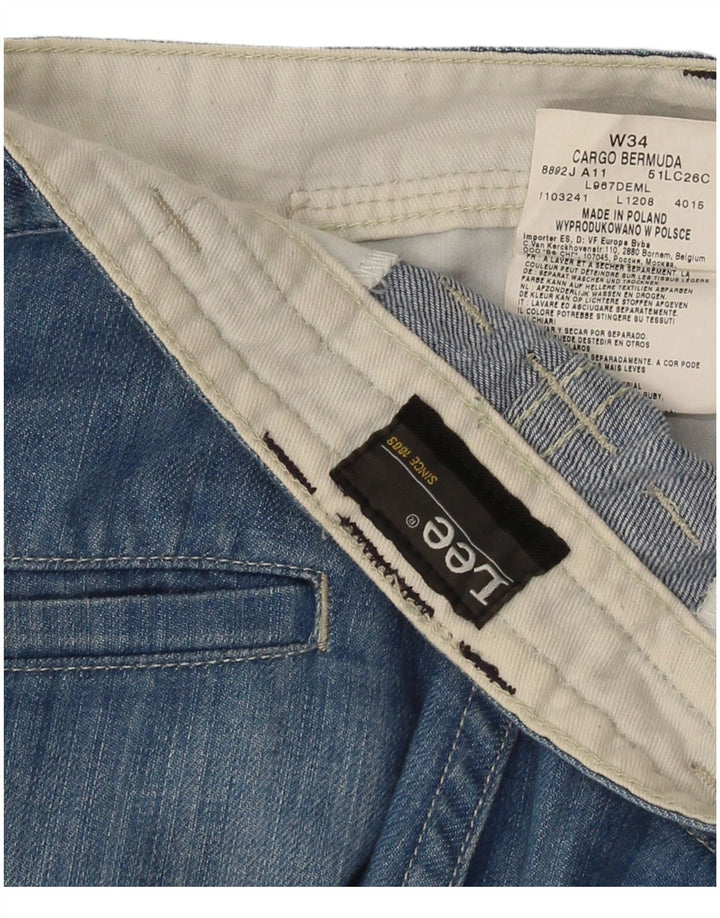Lee Mens Bermuda Cargo Shorts W34 Grande Algodão Azul