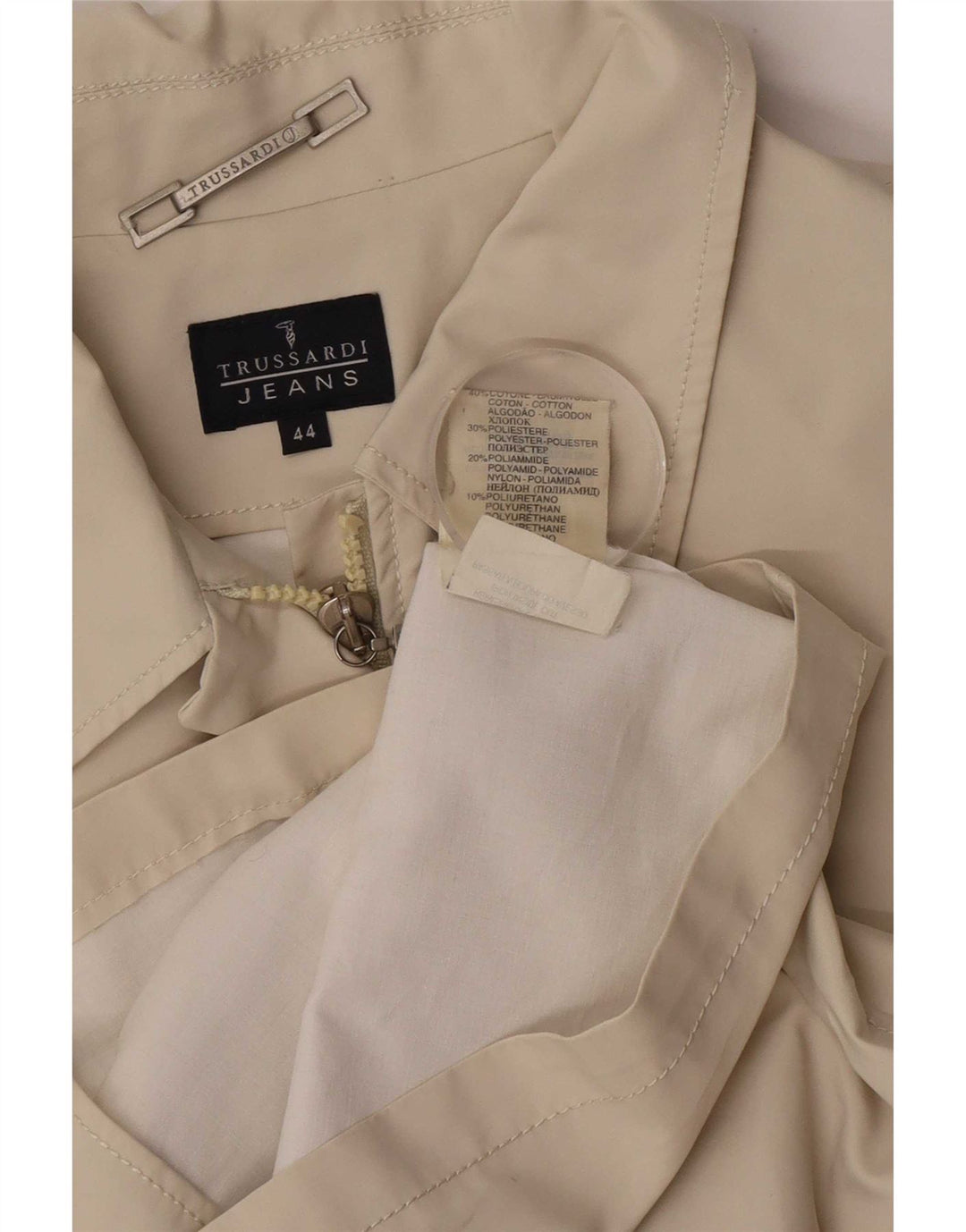 Jaqueta bomber feminina Trussardi Jeans IT 44 algodão bege médio