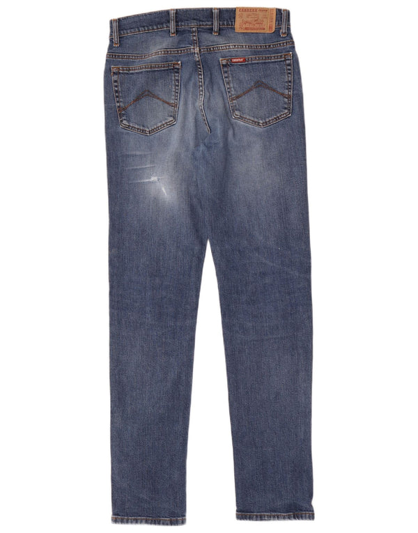 Carrera Mens 700 Distressed Slim Jeans W33 L34 Azul Algodão
