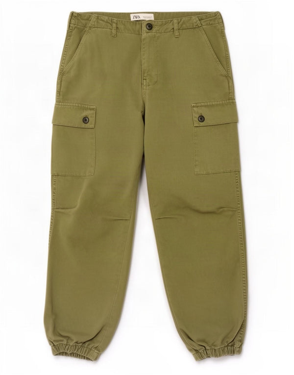 Calça jogger feminina Zara EU 36 XS W26 L26 algodão cáqui