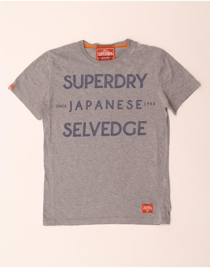 Superdry Mens Graphic T-Shirt Top Cinza Médio Poliéster
