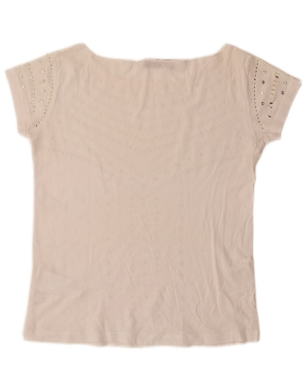 Camiseta feminina TRUSSARDI JEANS UK 6 XS algodão branco