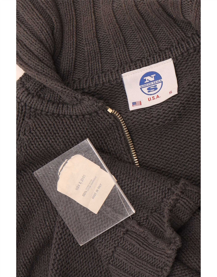 Suéter masculino North Sails com zíper completo e algodão cinza pequeno