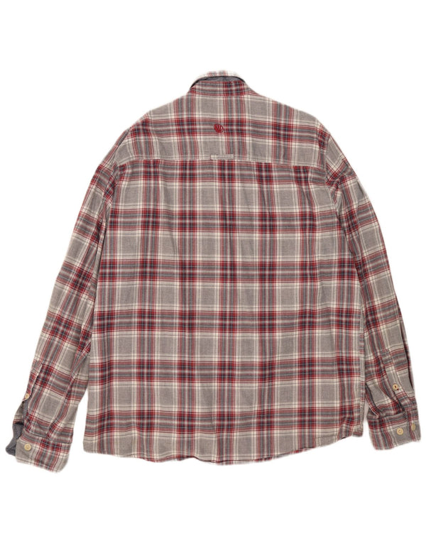 Camisa masculina de flanela Fat Face XL algodão xadrez cinza
