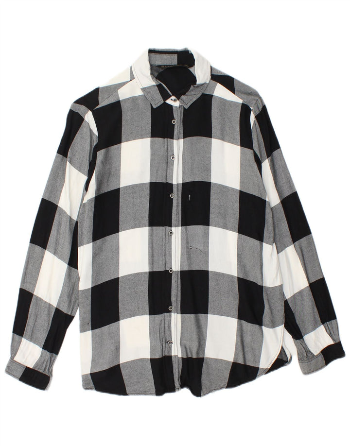 Zara Camisa Feminina UK 12 Médio Preto Gingham