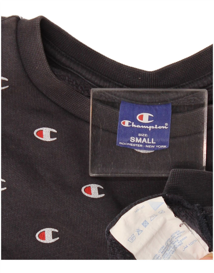 Champion feminino oversized gráfico moletom jumper UK 10 pequeno preto