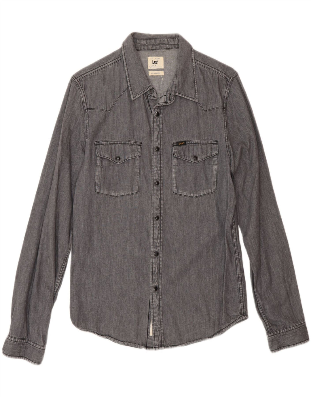 Camisa jeans masculina Lee Western pequena de algodão cinza