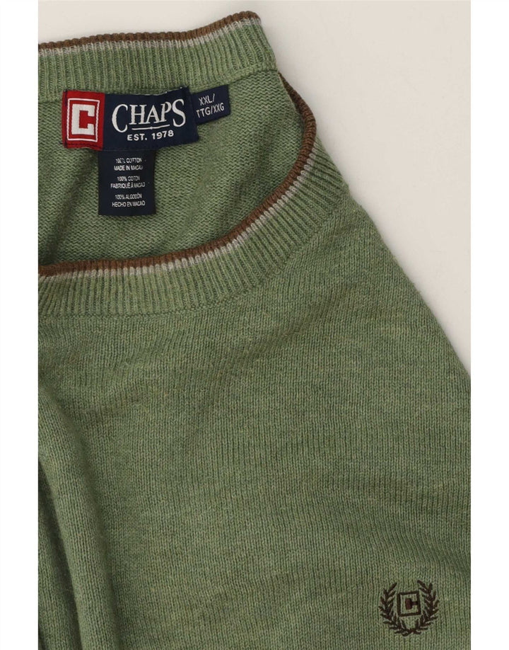 Suéter masculino Chaps de ajuste regular com gola redonda 2XL algodão verde