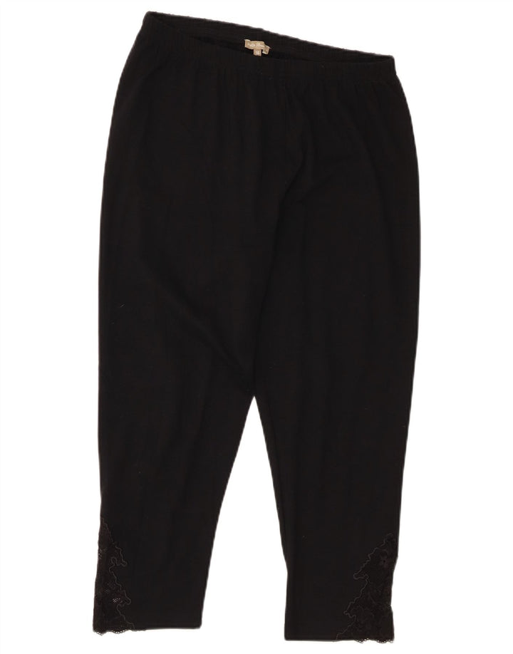 M&Co Leggings Capri Feminino Reino Unido 16 Grande Algodão Preto