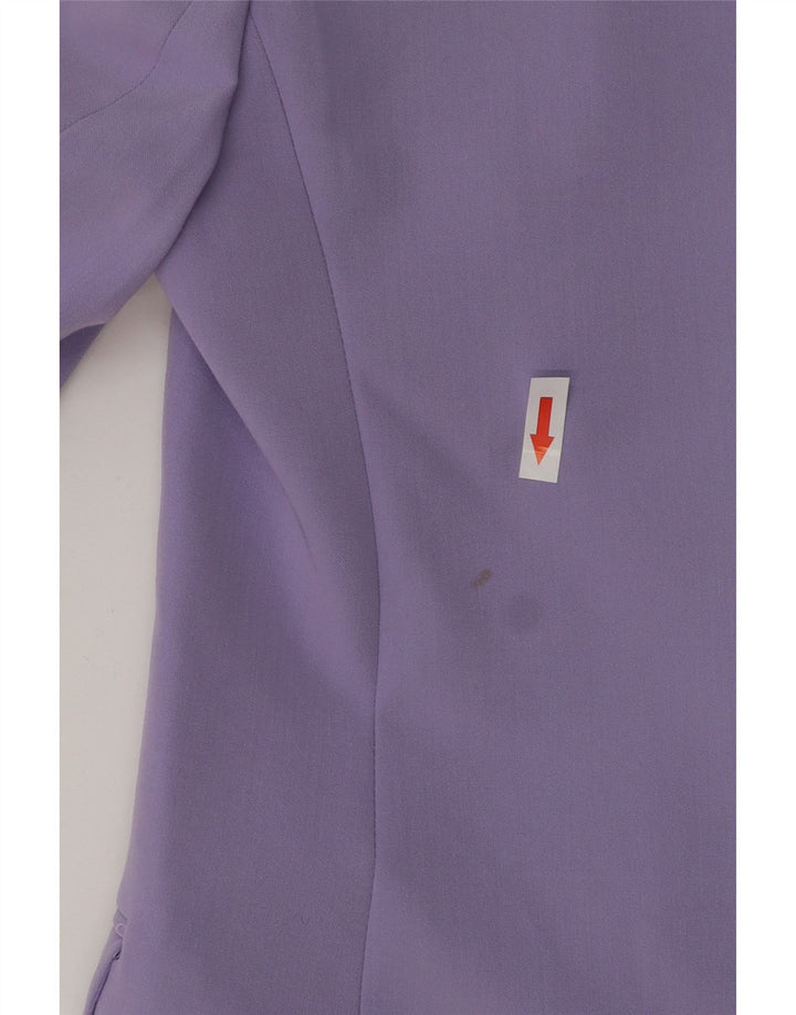 Jaqueta blazer feminina Topshop com peito duplo Reino Unido 8 poliéster roxo pequeno