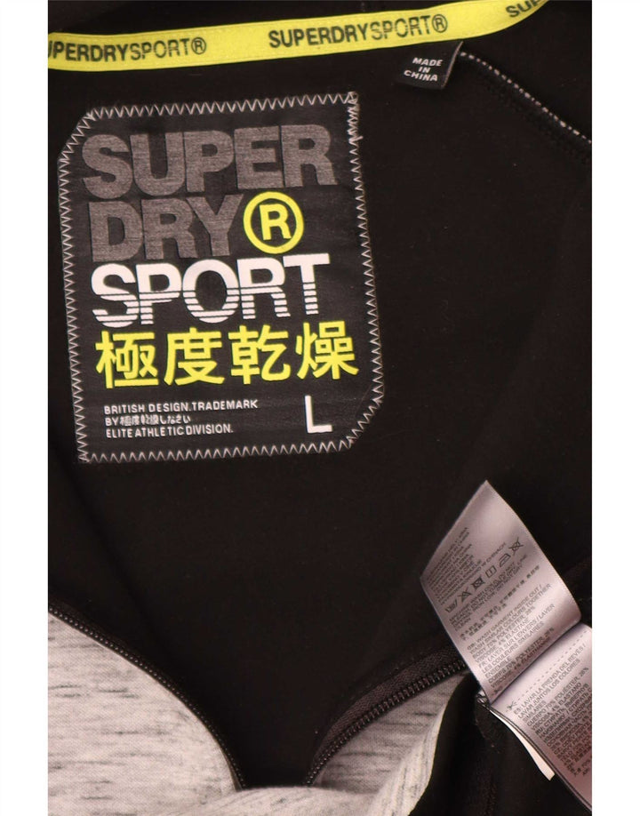 Suéter com capuz gráfico masculino Superdry com capuz grande poliéster cinza