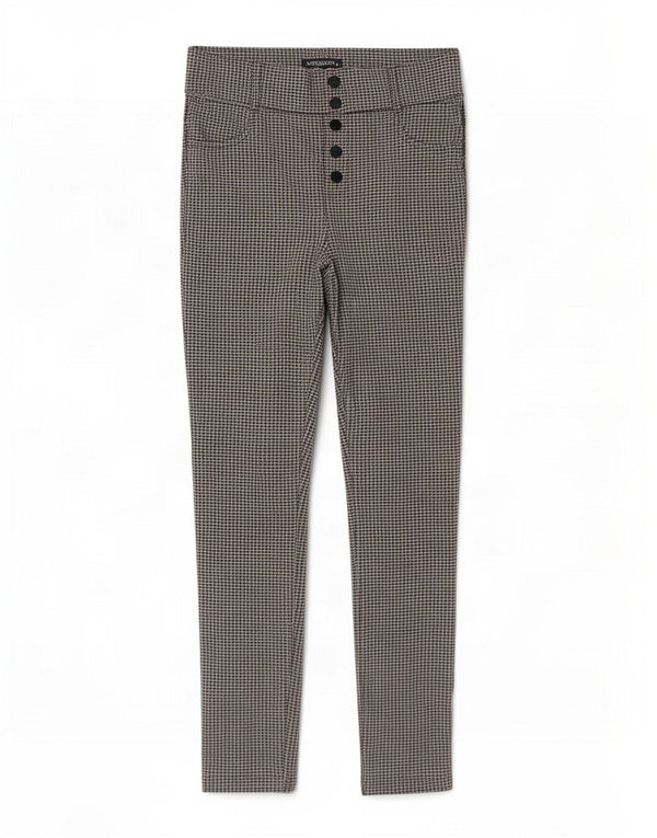 Calça feminina casual skinny Zara média W28 L26 preta houndstooth