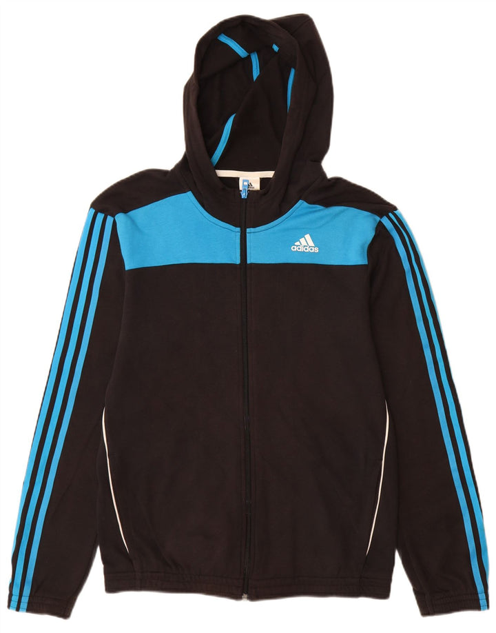 Suéter adidas masculino com capuz e zíper, pequeno, preto, algodão colorblock