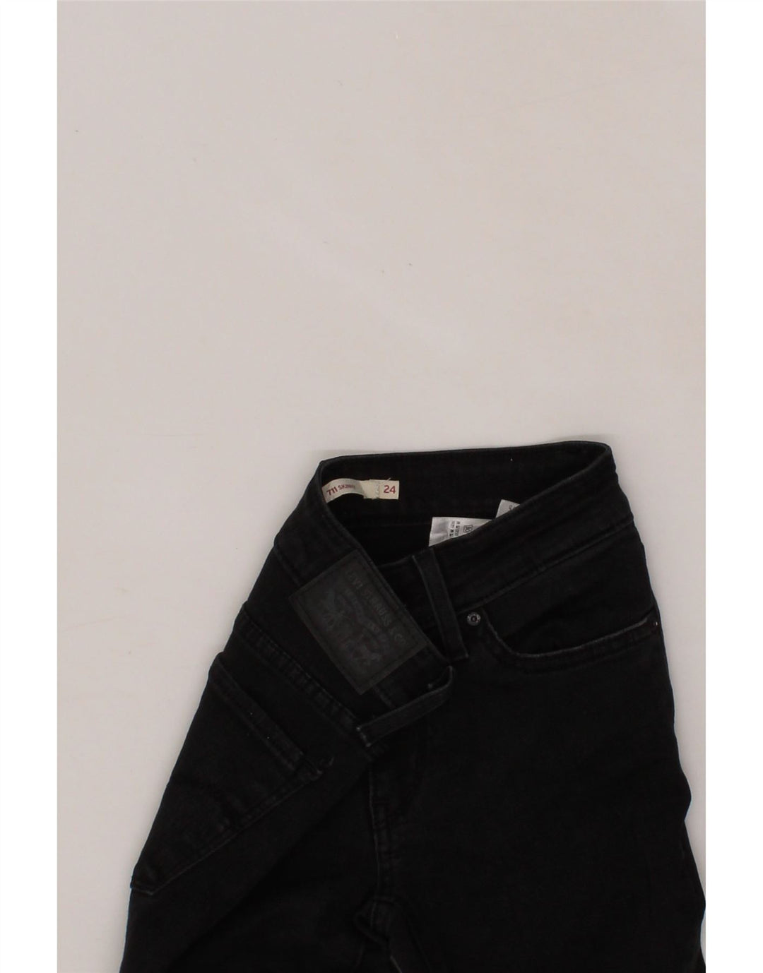 LEVI'S Womens 711 Distressed Skinny Jeans W24 L30 Black Cotton Vintage Levi's and Second-Hand Levi's from Messina Hembry 