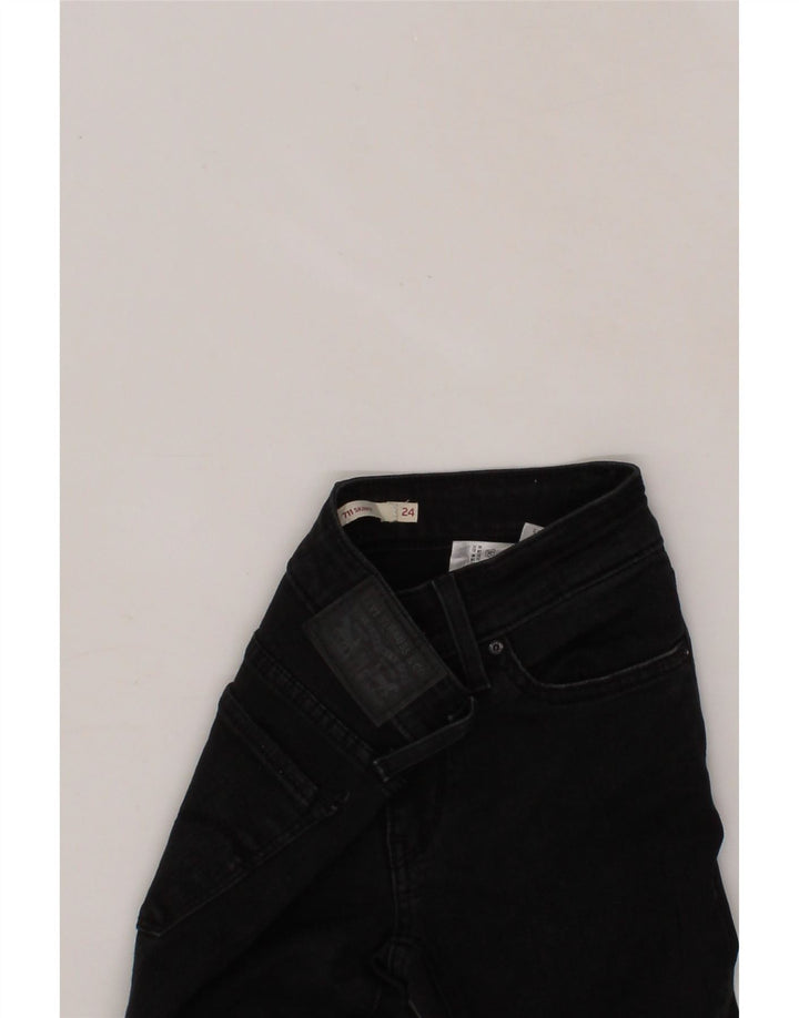 LEVI'S Womens 711 Distressed Skinny Jeans W24 L30 Black Cotton Vintage Levi's and Second-Hand Levi's from Messina Hembry 