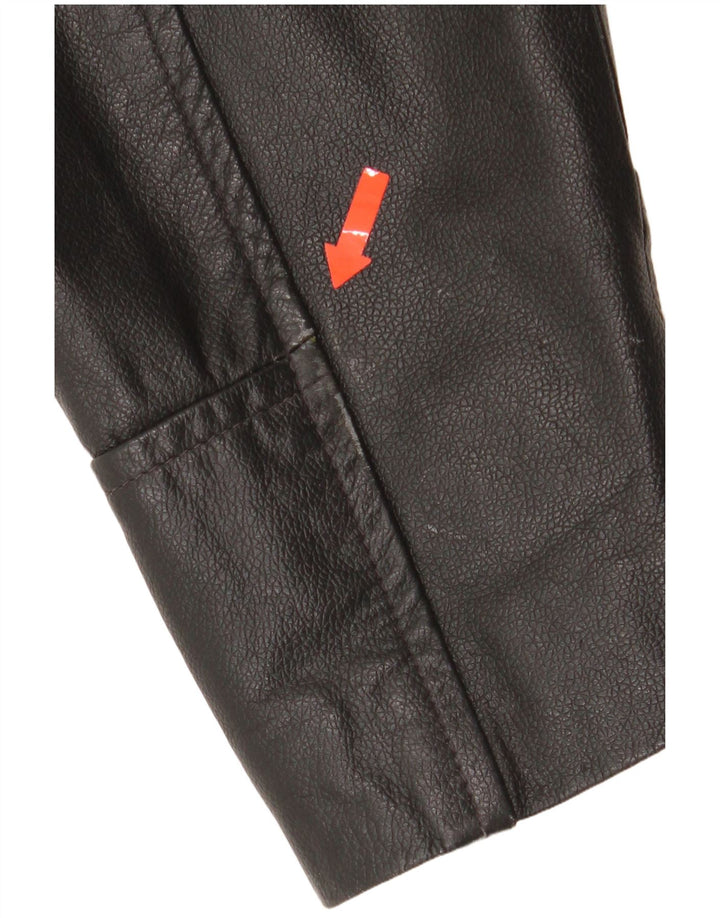 4 You Jaqueta de couro masculina UK 38 Couro preto médio