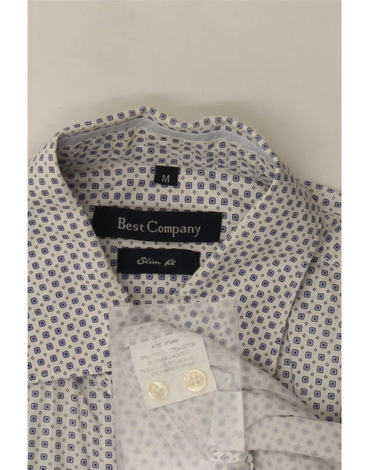 Camisa masculina slim fit da Best Company, algodão manchado branco médio