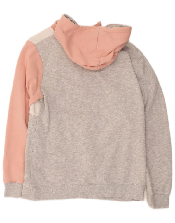 Fila feminino gráfico moletom com capuz UK 14 algodão colorblock cinza médio