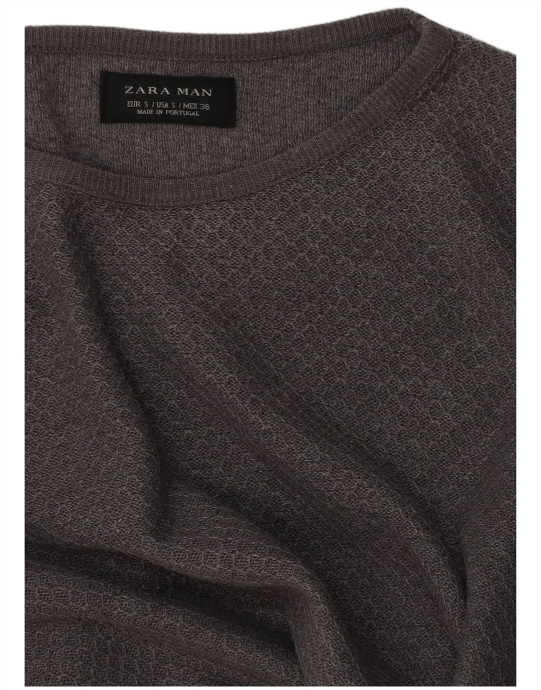 Zara Suéter masculino com gola canoa pequeno cinza