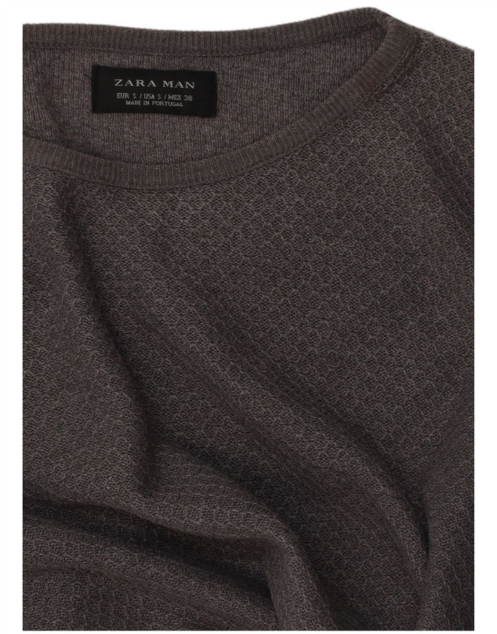 Zara Suéter masculino com gola canoa pequeno cinza