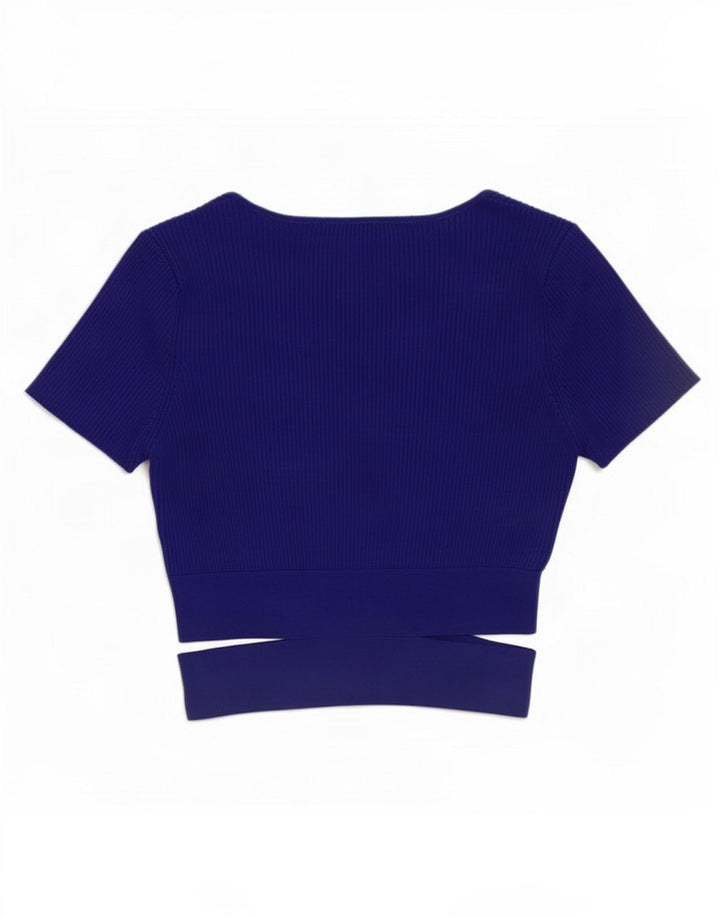 Zara Womens Crop Top UK 8 Pequeno Azul Viscose