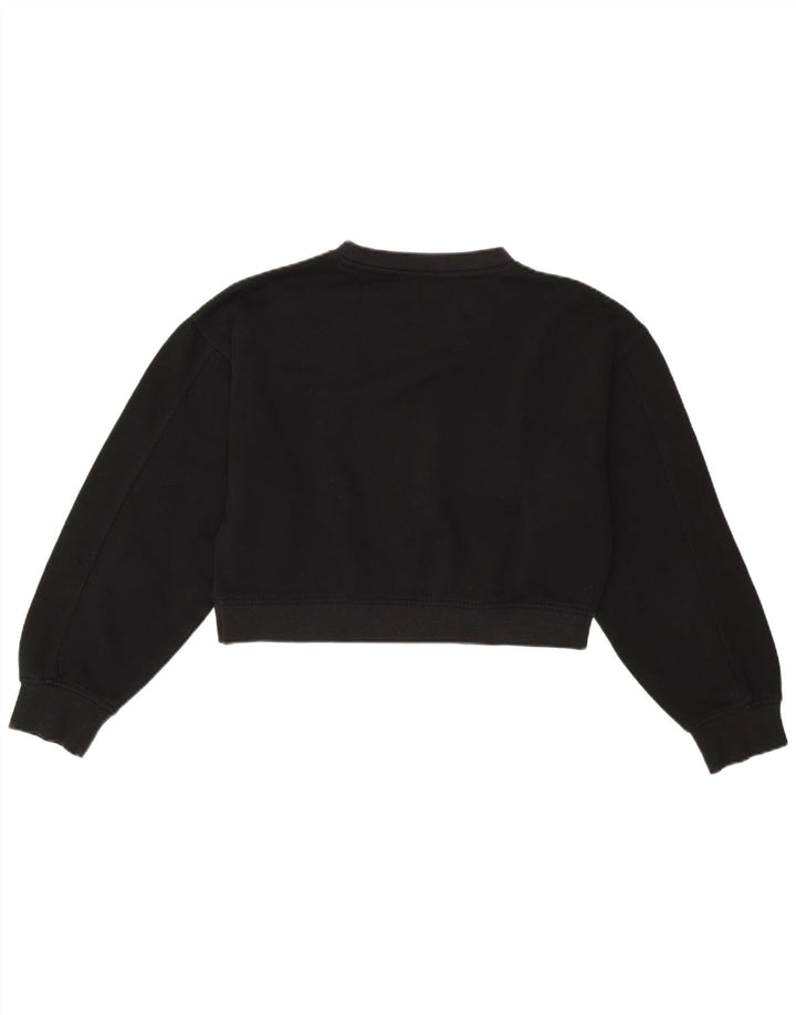 Zara Womens Crop Oversized Moletom Jumper Reino Unido 10 Pequeno Algodão Preto
